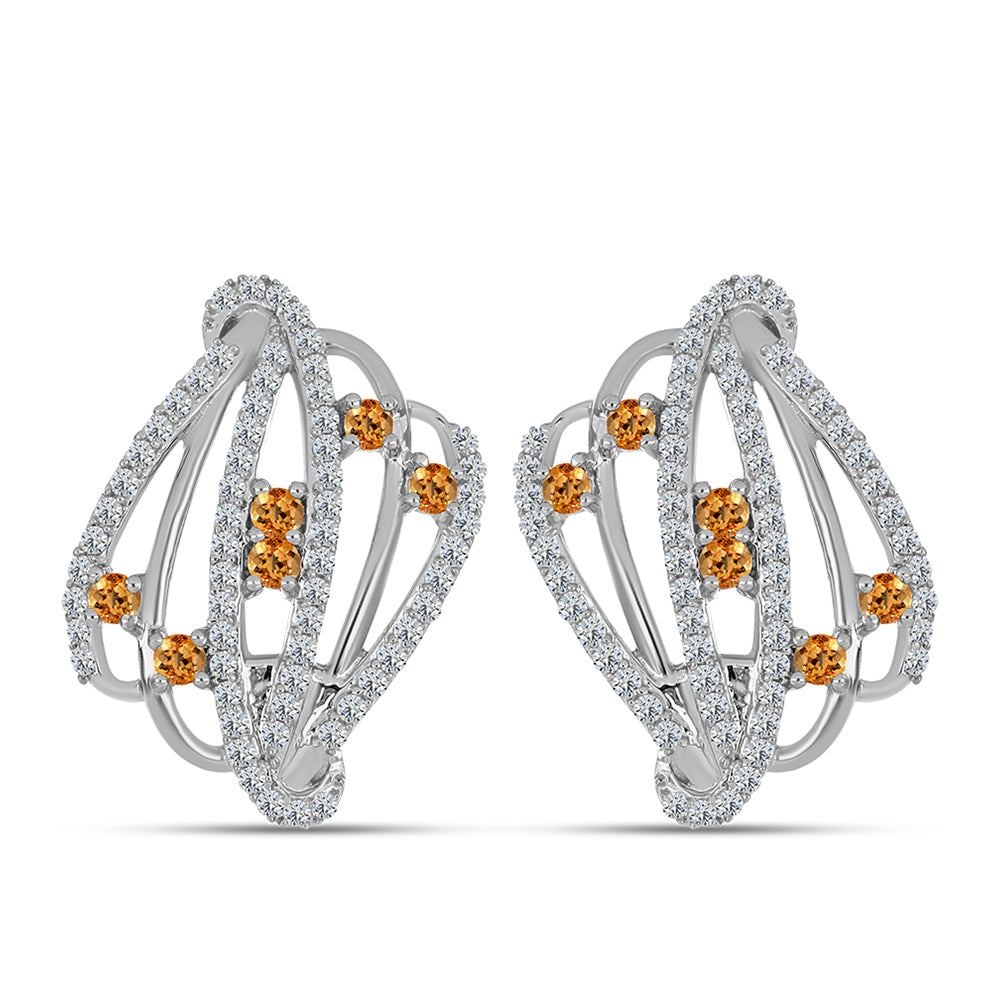 Pendientes de Plata con Topacio amarillo imperial y Topacio Blanco