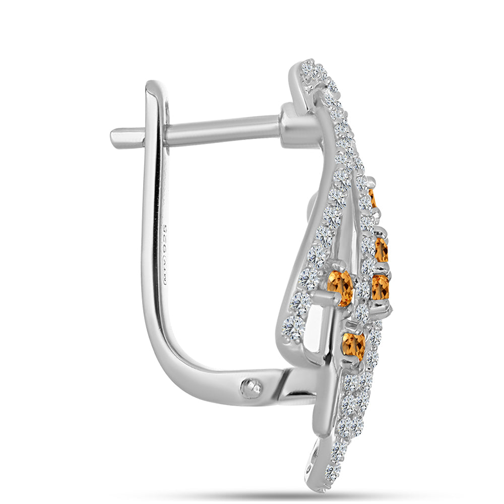 Pendientes de Plata con Topacio amarillo imperial y Topacio Blanco 2 