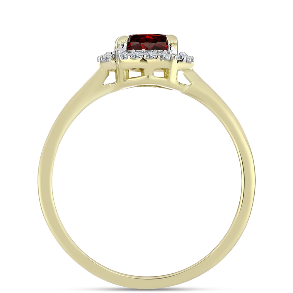 Anillo de Plata Bañada en Oro con Granate Barton y Topacio Blanco