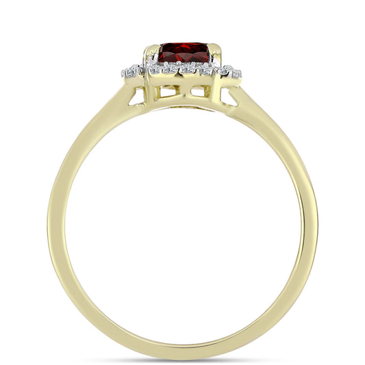 Anillo de Plata Bañada en Oro con Granate Barton y Topacio Blanco