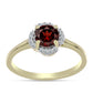 Anillo de Plata Bañada en Oro con Granate Barton y Topacio Blanco