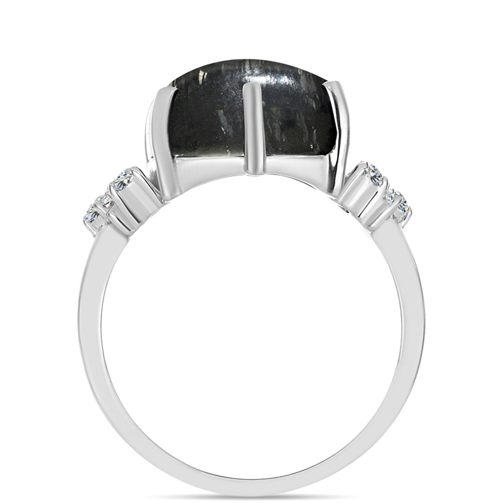 Anillo de Plata con Jaspe Picasso y Topacio Blanco