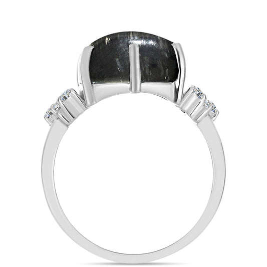 Anillo de Plata con Jaspe Picasso y Topacio Blanco