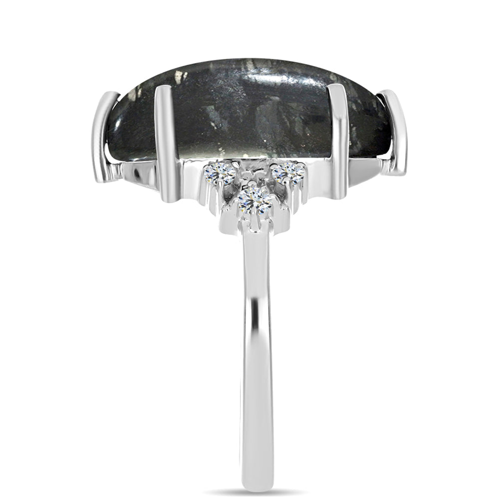 Anillo de Plata con Jaspe Picasso y Topacio Blanco