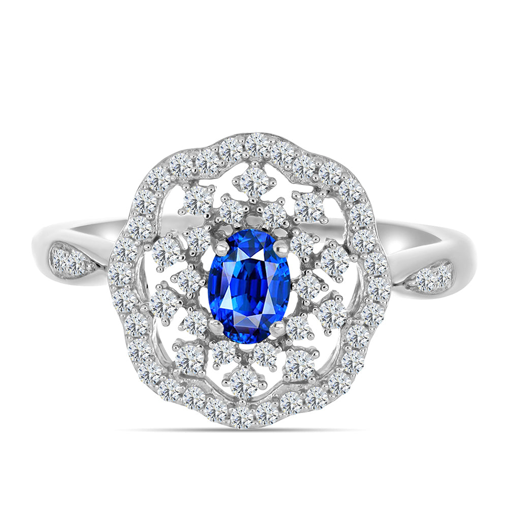 Anillo de Plata con Zafiro Azul Australiano y Topacio Blanco 1 