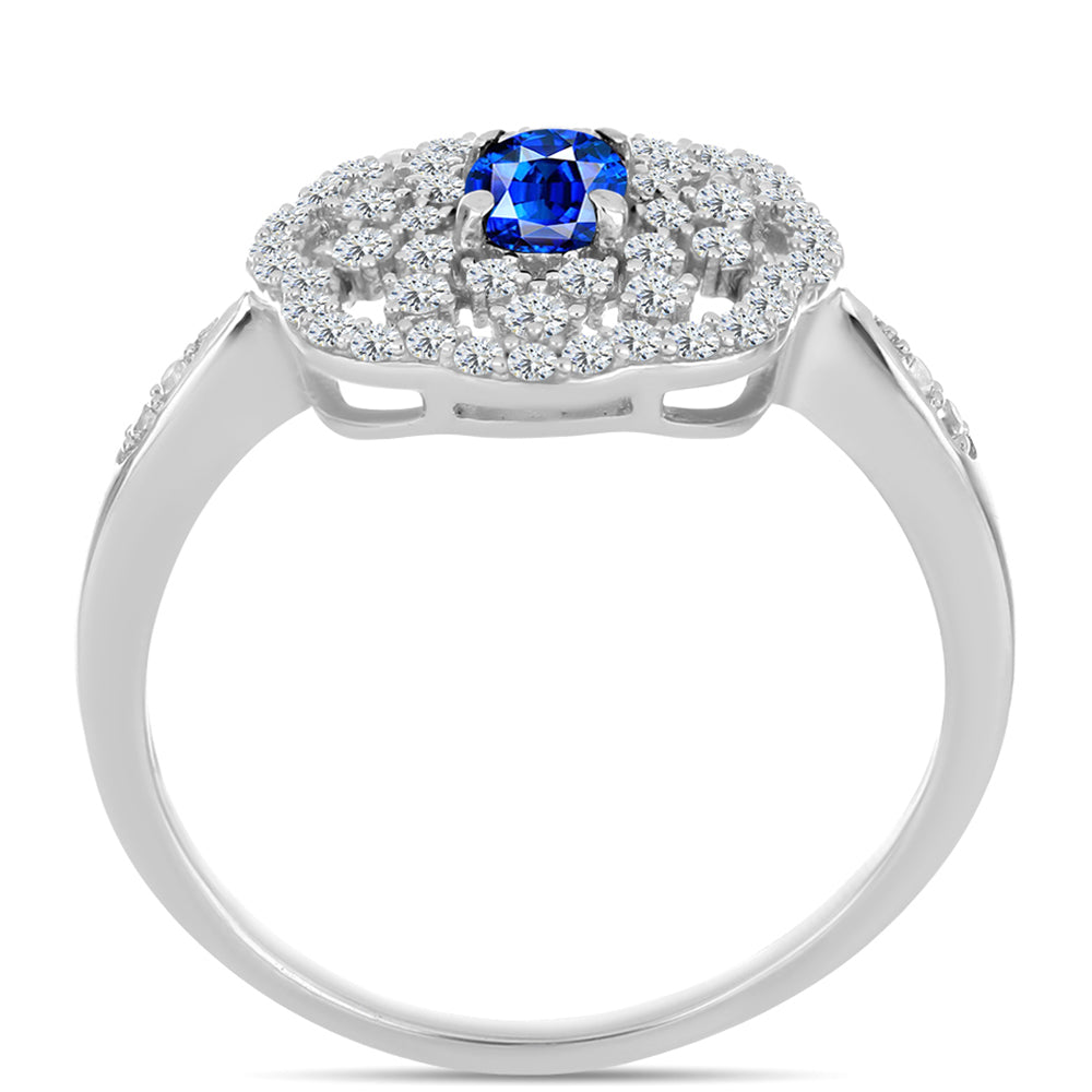 Anillo de Plata con Zafiro Azul Australiano y Topacio Blanco 2 