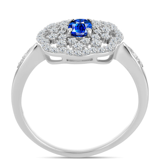 Anillo de Plata con Zafiro Azul Australiano y Topacio Blanco