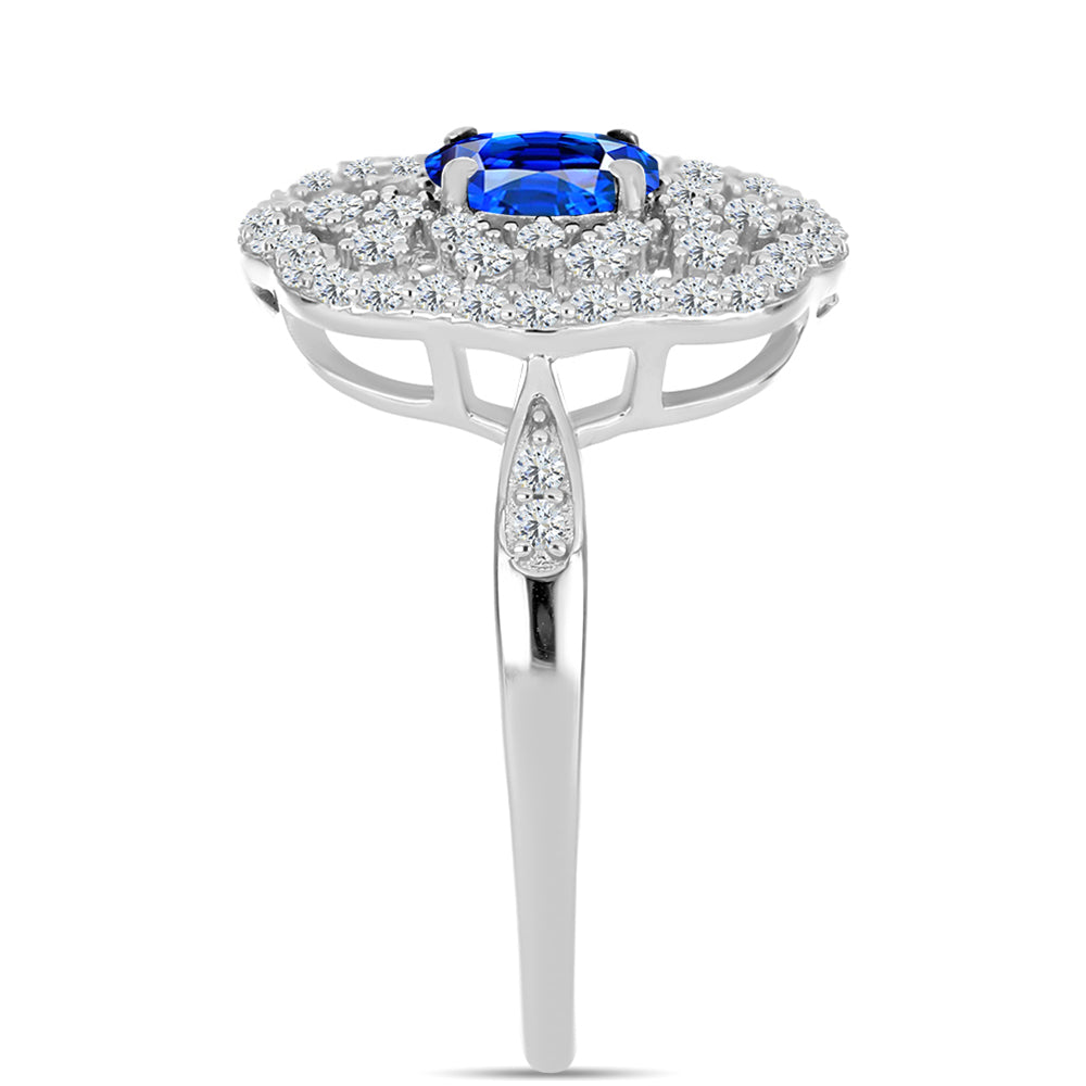 Anillo de Plata con Zafiro Azul Australiano y Topacio Blanco