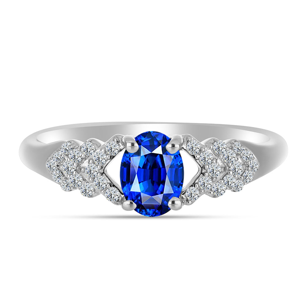 Anillo de Plata con Zafiro Azul Australiano y Topacio Blanco 1 