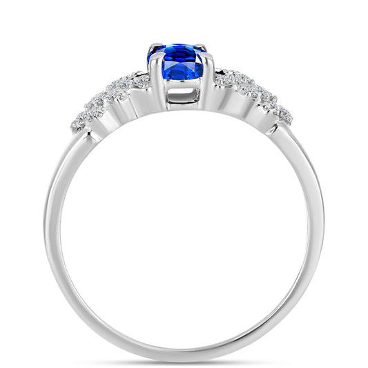 Anillo de Plata con Zafiro Azul Australiano y Topacio Blanco