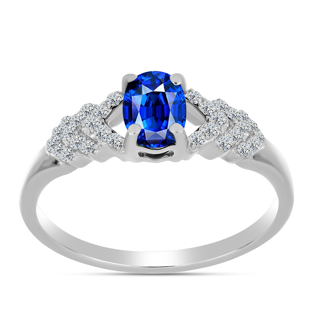 Anillo de Plata con Zafiro Azul Australiano y Topacio Blanco 3 