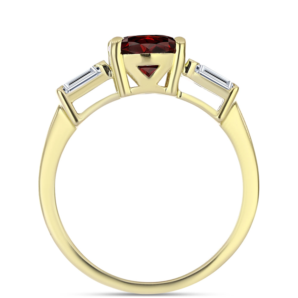 Anillo de Plata Bañada en Oro con Granate Barton y Topacio Blanco