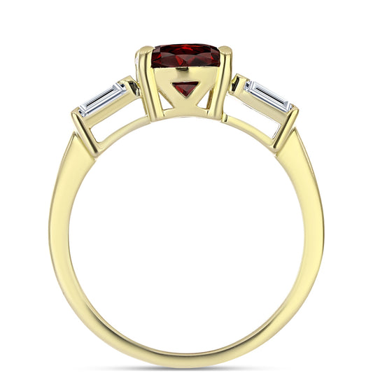 Anillo de Plata Bañada en Oro con Granate Barton y Topacio Blanco