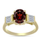 Anillo de Plata Bañada en Oro con Granate Barton y Topacio Blanco