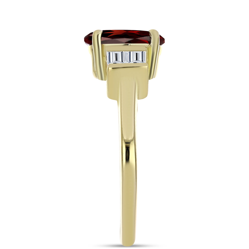 Anillo de Plata Bañada en Oro con Granate Barton y Topacio Blanco 4 