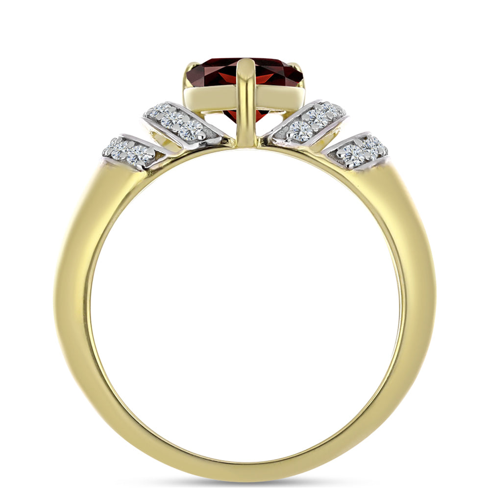 Anillo de Plata Bañada en Oro con Granate Barton y Topacio Blanco