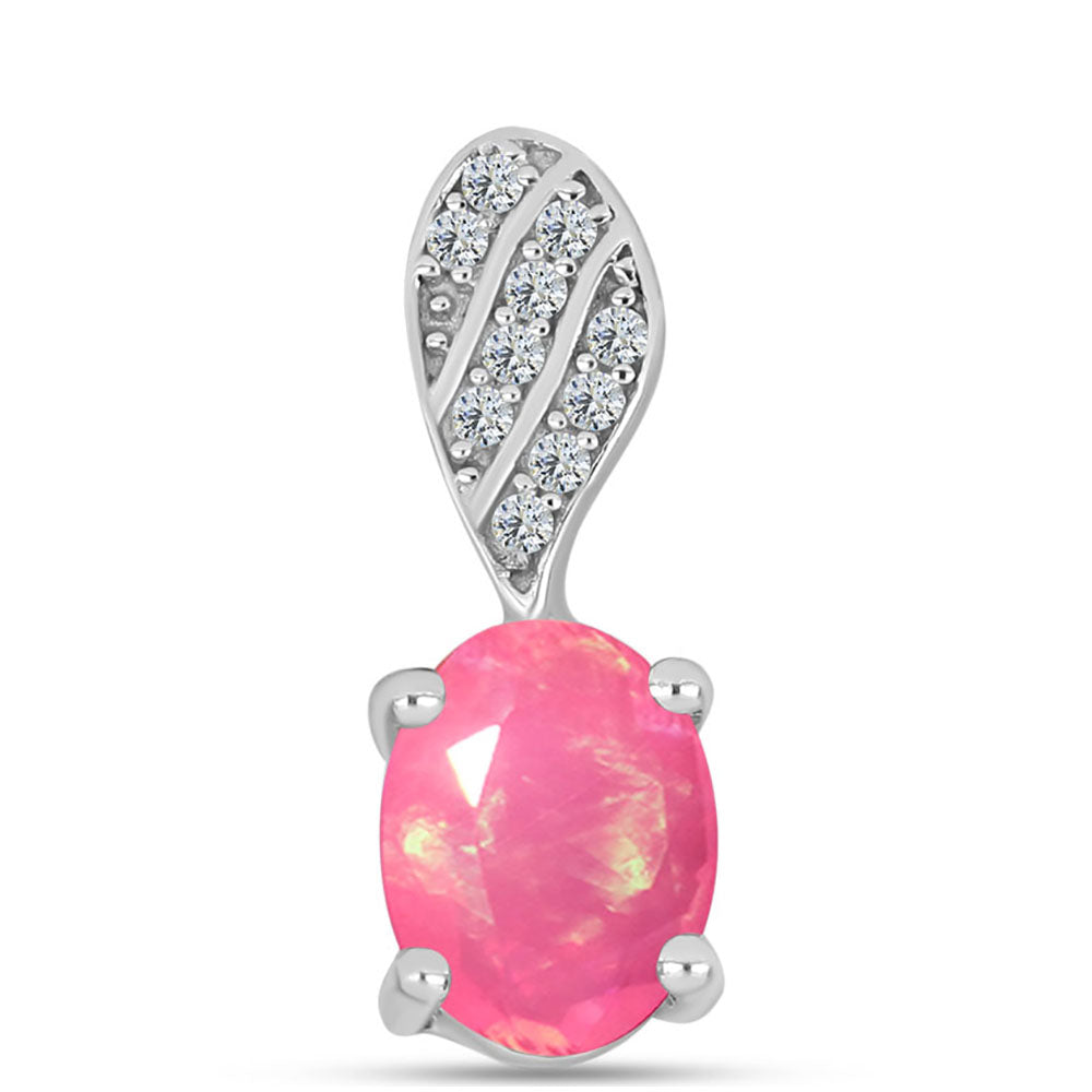 Colgante de Plata con Ópalo Rosa de Lega Dembi y Topacio Blanco 1 