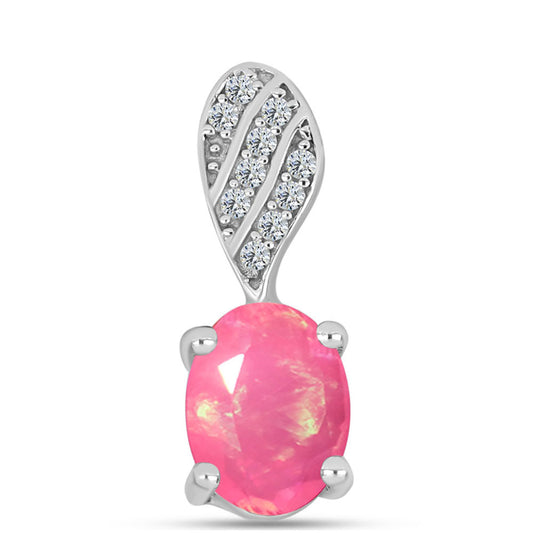 Colgante de Plata con Ópalo Rosa de Lega Dembi y Topacio Blanco