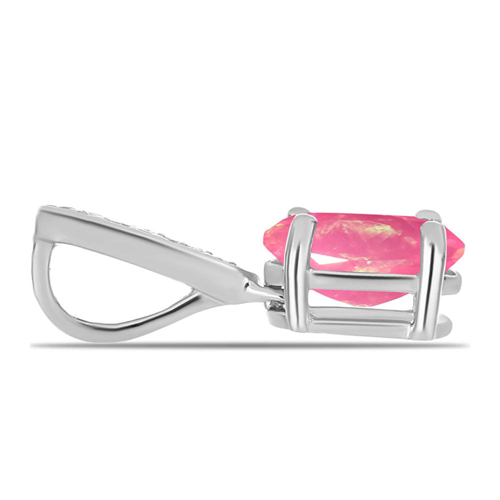 Colgante de Plata con Ópalo Rosa de Lega Dembi y Topacio Blanco