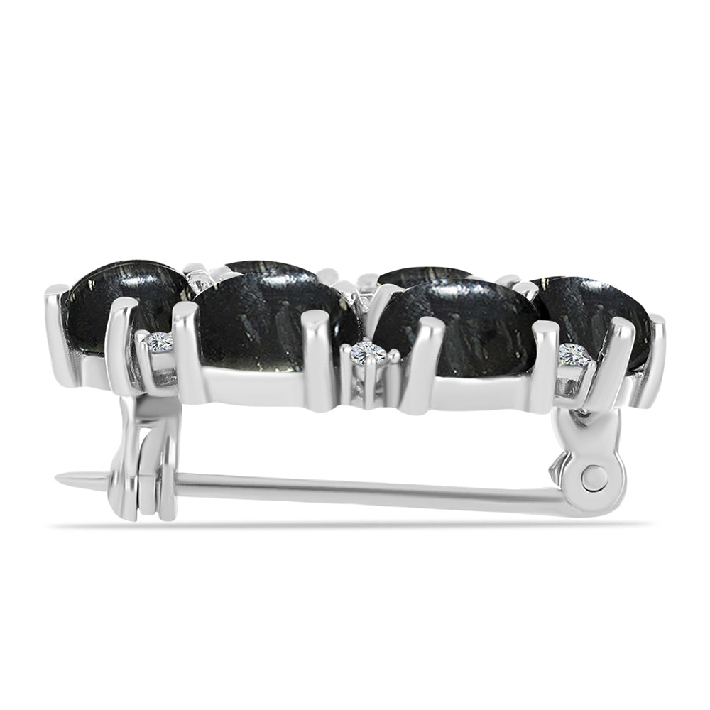 Broche de Plata con Jaspe Picasso y Topacio Blanco 2 