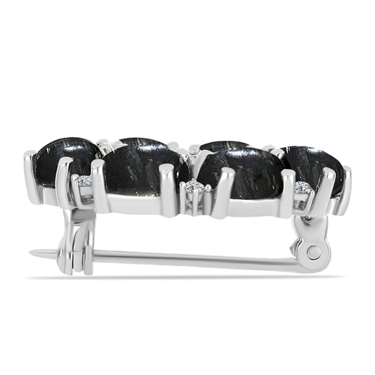 Broche de Plata con Jaspe Picasso y Topacio Blanco