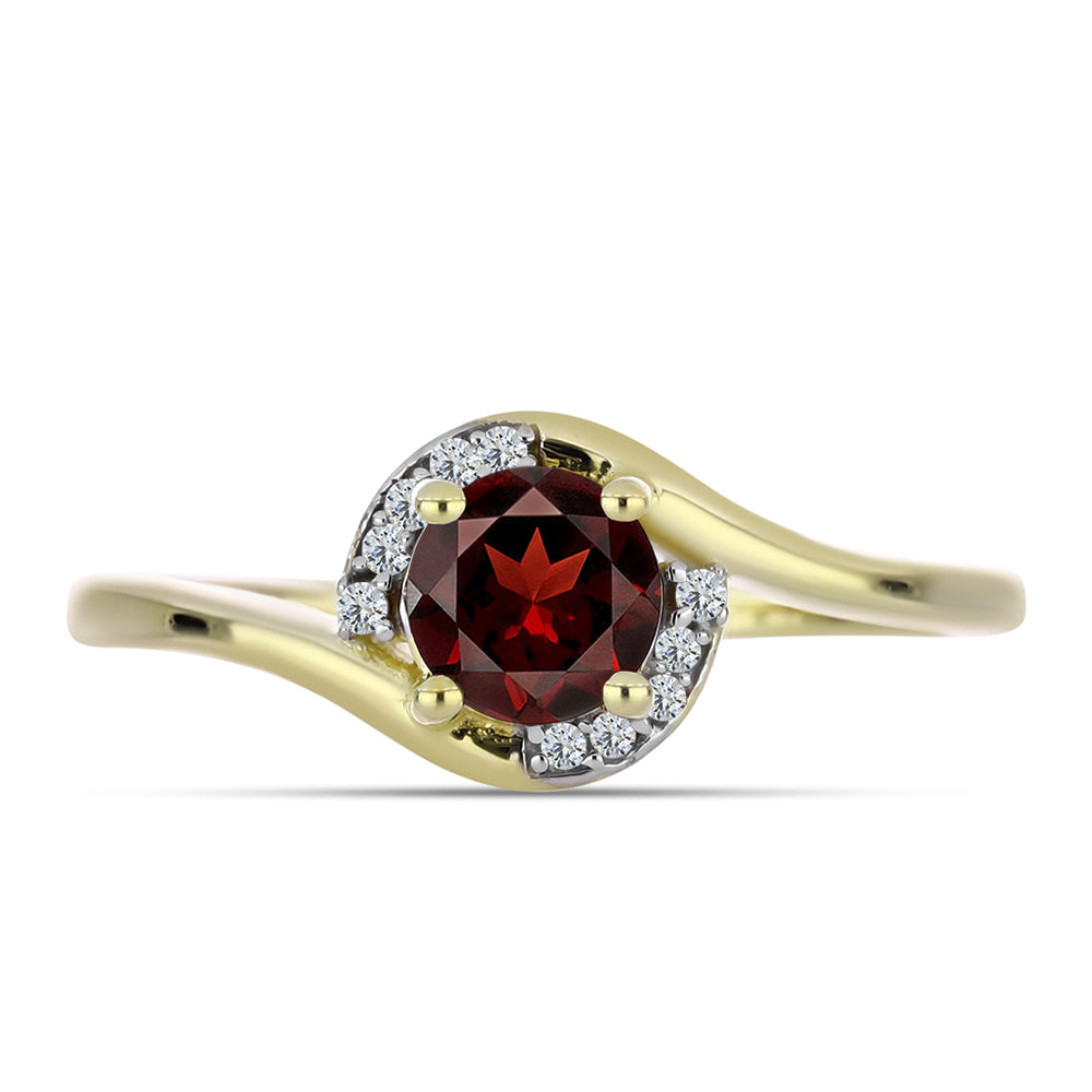 Anillo de Plata Bañada en Oro con Granate Barton y Topacio Blanco 1 