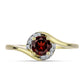 Anillo de Plata Bañada en Oro con Granate Barton y Topacio Blanco