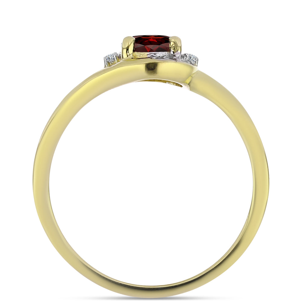 Anillo de Plata Bañada en Oro con Granate Barton y Topacio Blanco 2 