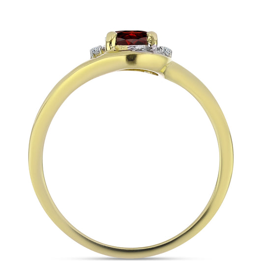 Anillo de Plata Bañada en Oro con Granate Barton y Topacio Blanco