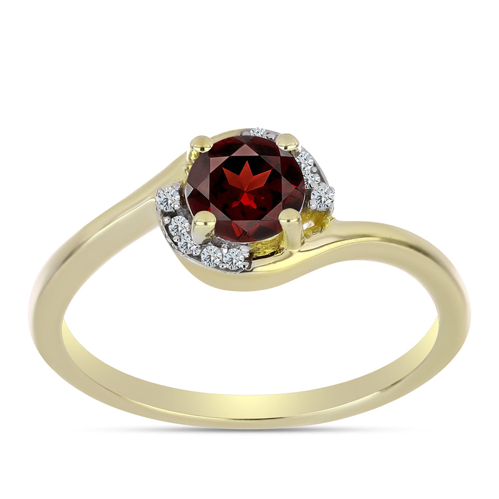 Anillo de Plata Bañada en Oro con Granate Barton y Topacio Blanco