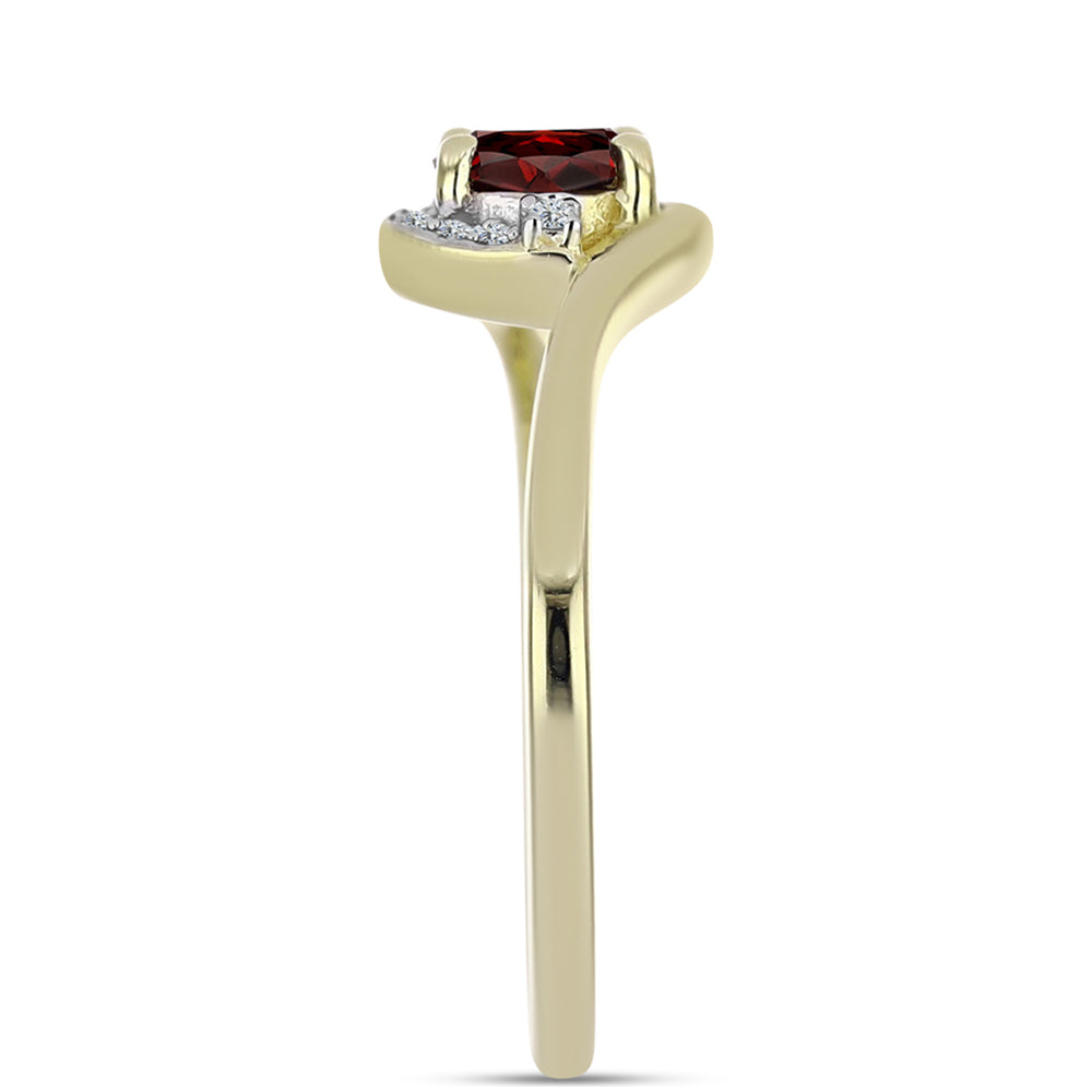 Anillo de Plata Bañada en Oro con Granate Barton y Topacio Blanco 4 