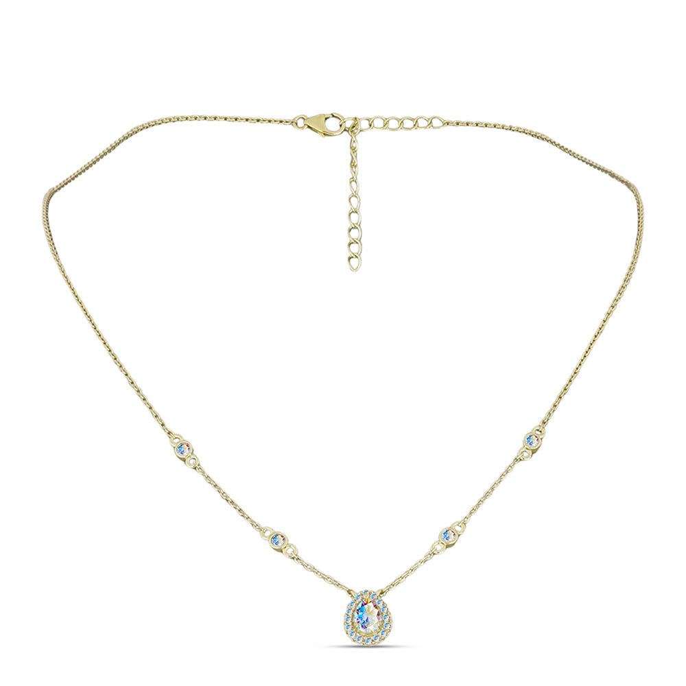 Collar de Plata Bañada en Oro con Moisanita hielo 1 