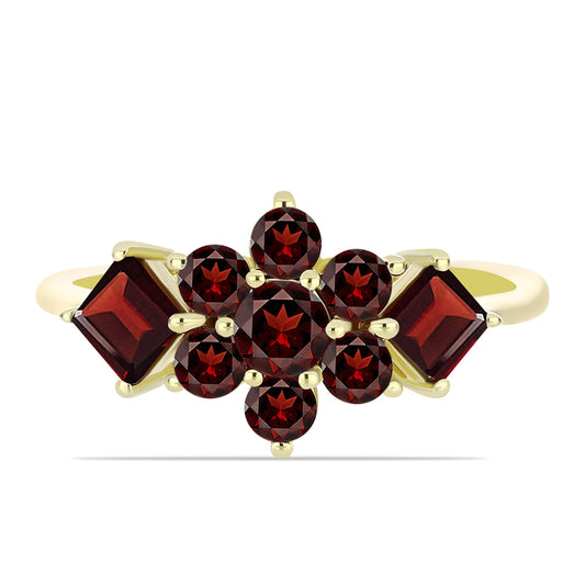 Anillo de Plata Bañada en Oro con Granate Barton