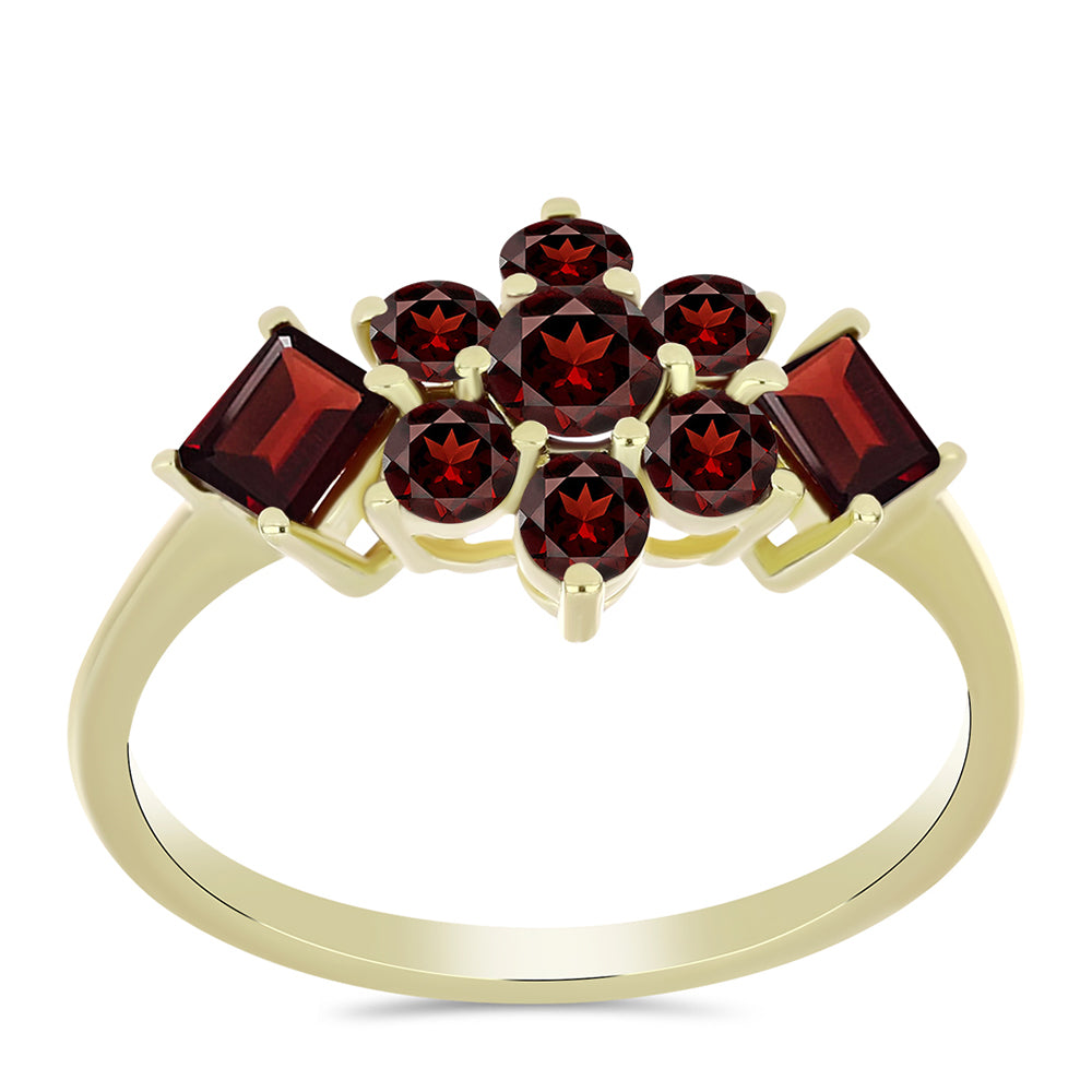 Anillo de Plata Bañada en Oro con Granate Barton