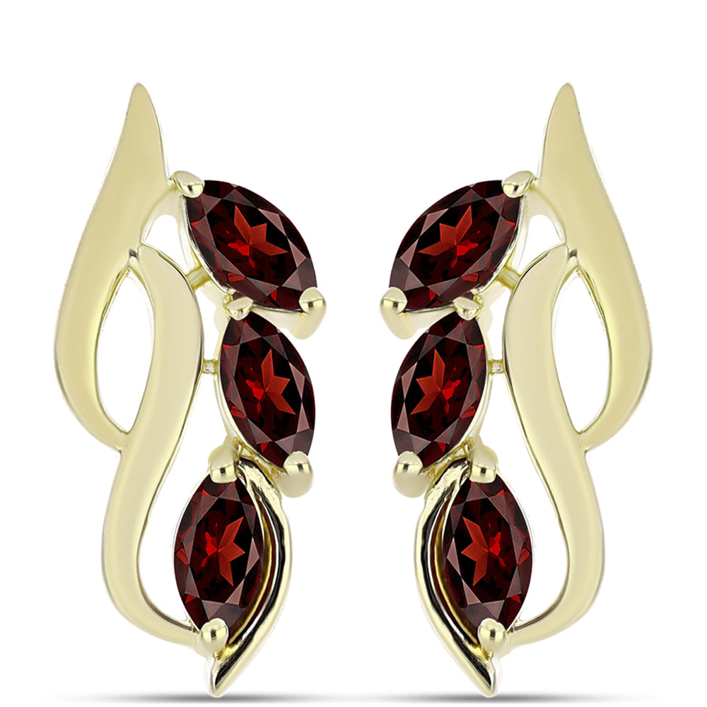 Pendientes de Plata Bañada en Oro con Granate Barton 1 