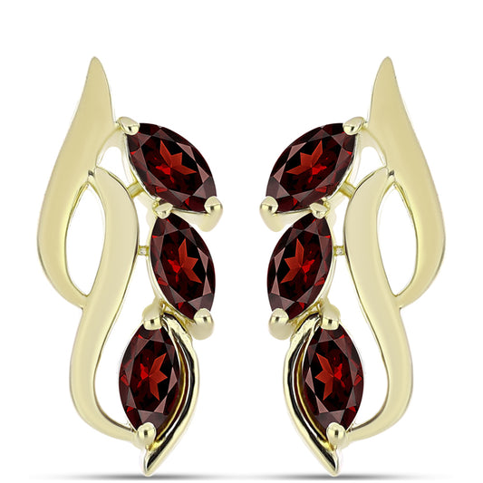 Pendientes de Plata Bañada en Oro con Granate Barton