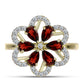 Anillo de Plata Bañada en Oro con Granate Barton y Topacio Blanco