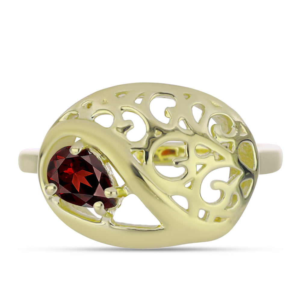 Anillo de Plata Bañada en Oro con Granate Barton 1 