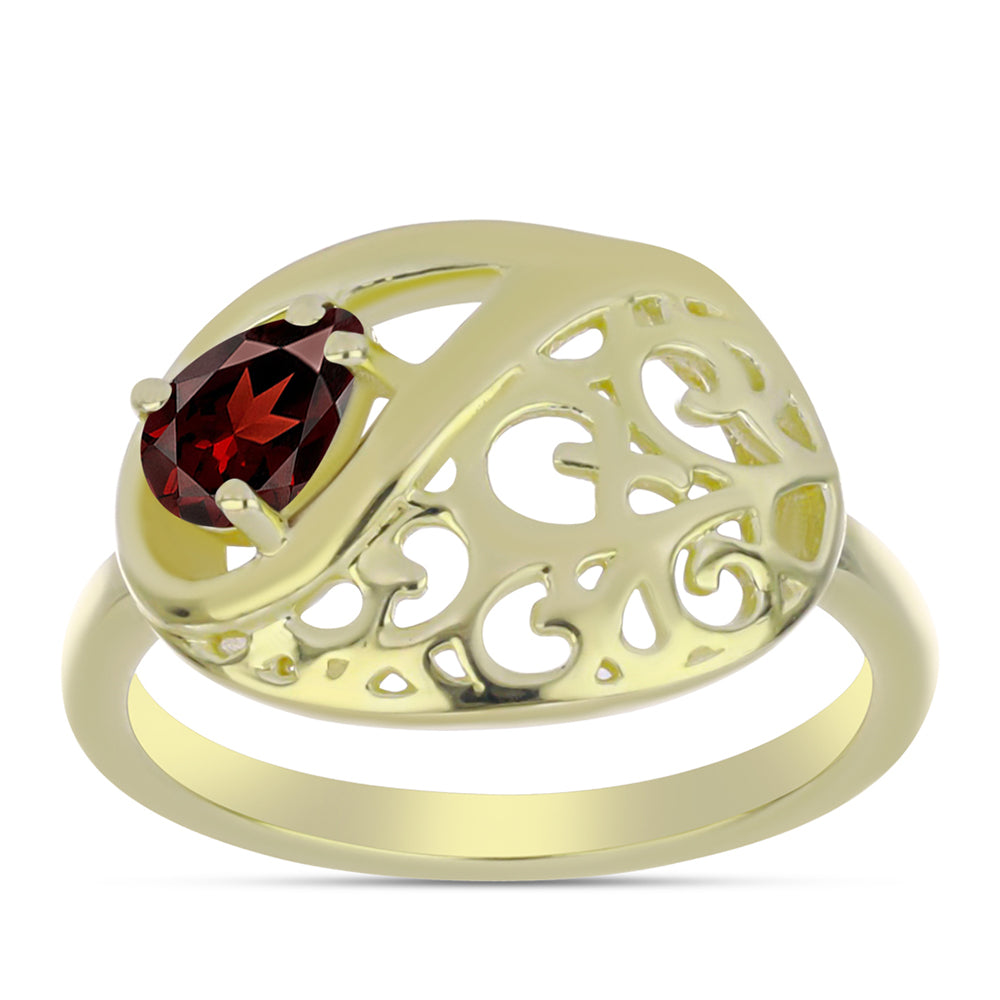 Anillo de Plata Bañada en Oro con Granate Barton