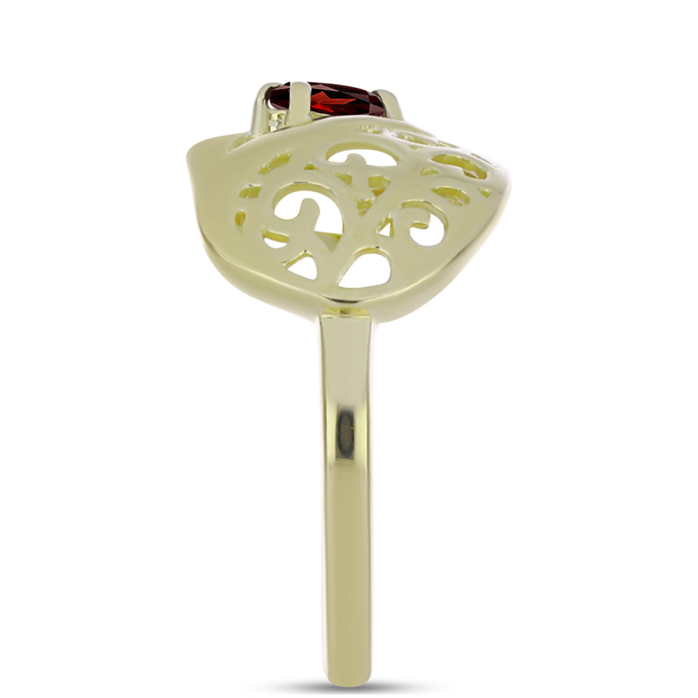 Anillo de Plata Bañada en Oro con Granate Barton