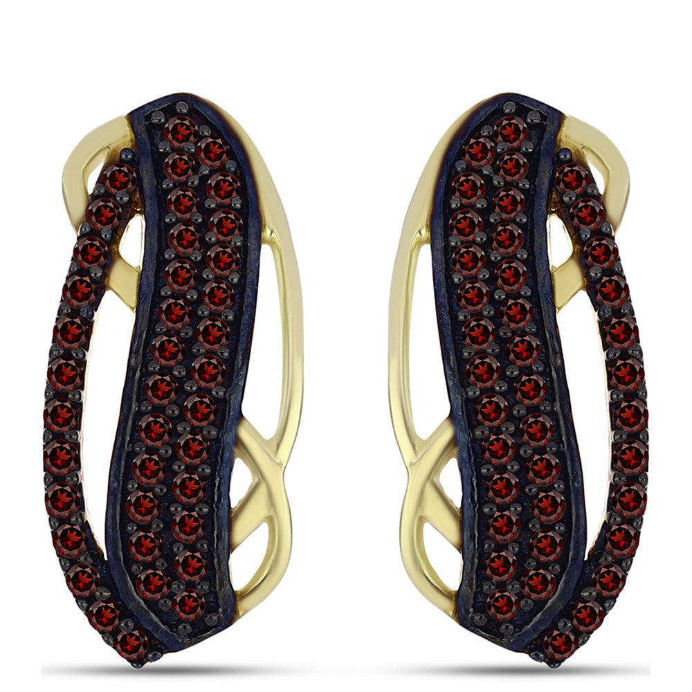 Pendientes de Plata Bañada en Oro con Granate Barton