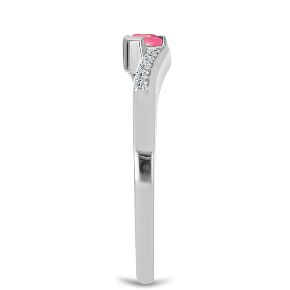 Anillo de Plata con Ópalo Rosa de Lega Dembi y Topacio Blanco 4 