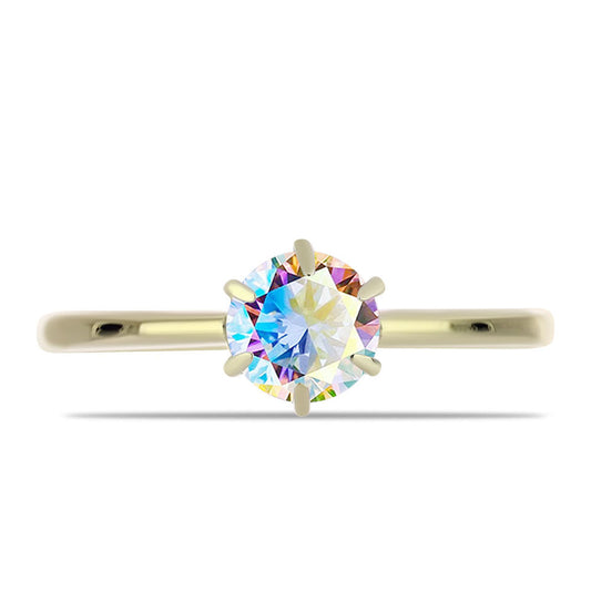 Anillo de Plata Bañada en Oro con Moisanita hielo