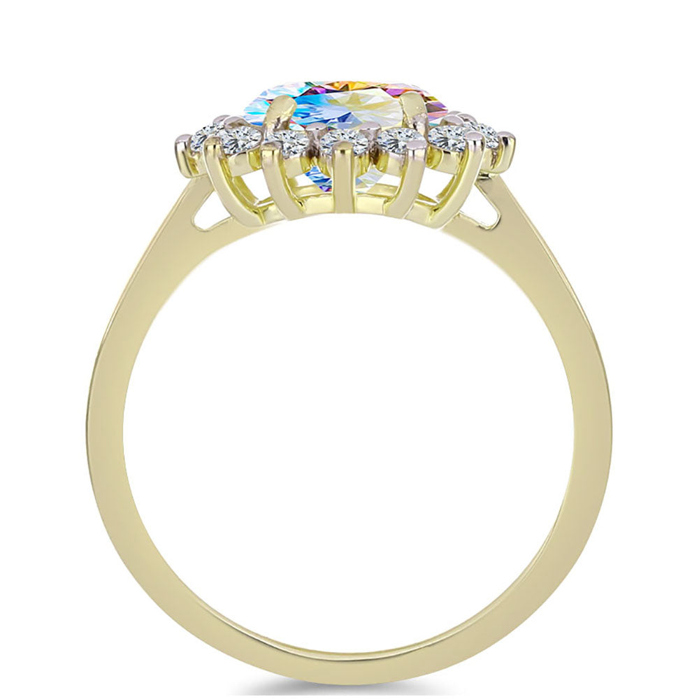 Anillo de Plata Bañada en Oro con Moisanita hielo y Topacio Blanco