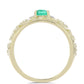 Anillo de Plata Bañada en Oro con Esmeralda de Colombia y Diamante blanco