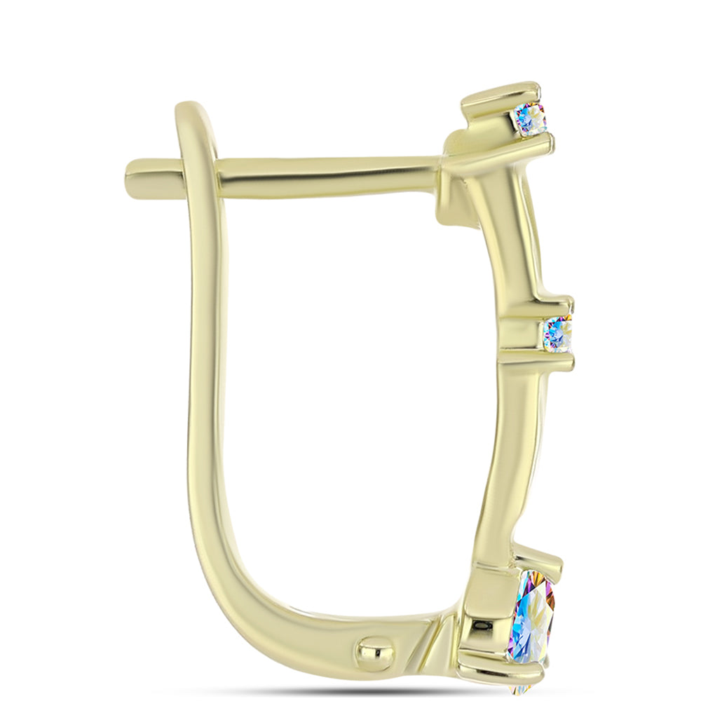 Pendientes de Plata Bañada en Oro con Moisanita hielo