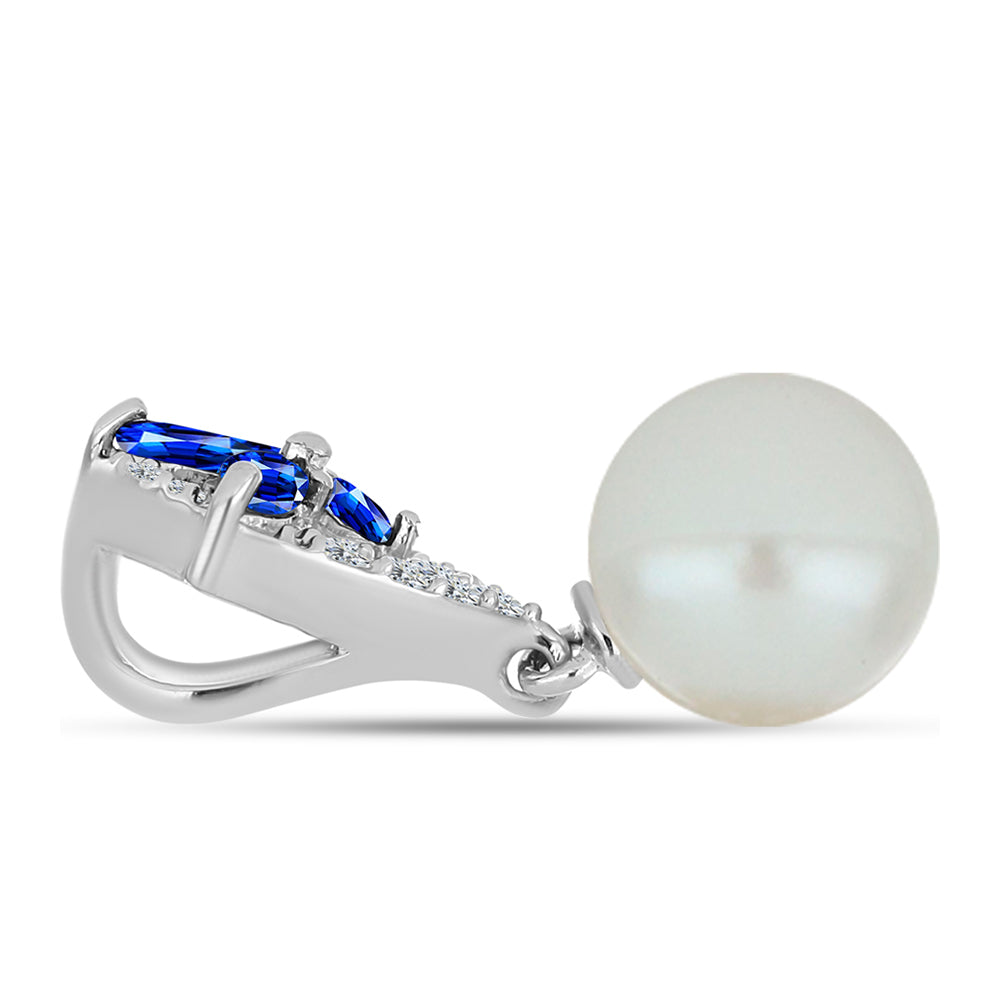 Colgante de Plata con Zafiro Azul Australiano y Perla blanca de agua dulce 2 