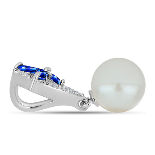 Colgante de Plata con Zafiro Azul Australiano y Perla blanca de agua dulce