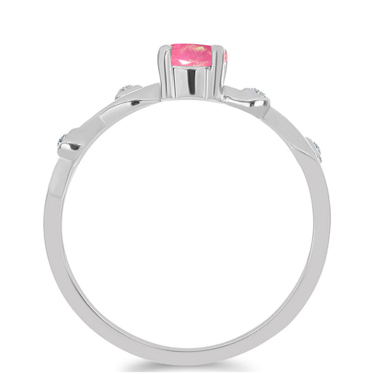 Anillo de Plata con Ópalo Rosa de Lega Dembi y Topacio Blanco