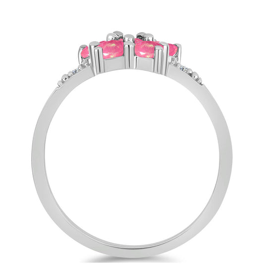 Anillo de Plata con Ópalo Rosa de Lega Dembi y Topacio Blanco